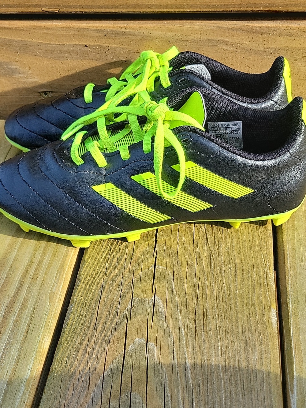 Kids Neon Green and Black Cleats